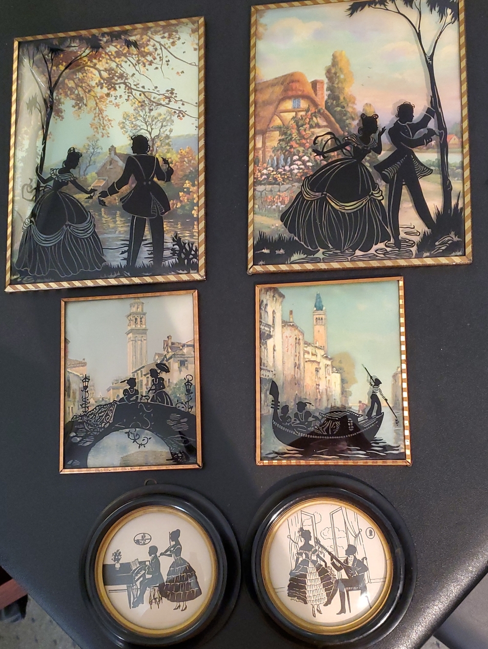 Vintage Silhouette Romance Wall Art Set - Black & Gold